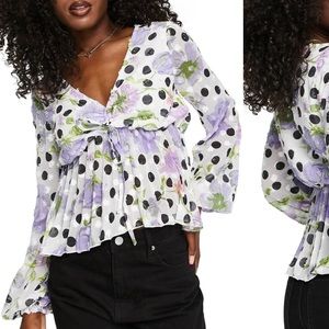 NWT! ASOS Swiss Dot Balloon Sleeve Blouse